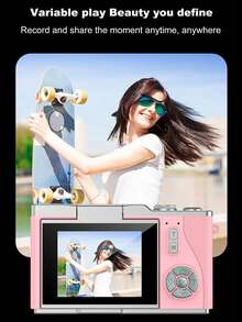 1 pièce Caméra numérique HD LK-007 avec écran rotatif de 2,4 pouces, caméra rechargeable CCD avec carte mémoire 32 g et multiples modes de filtre. Caméra portable anti-secousses avec zoom intelligent pour une utilisation en extérieur - Multicolore - Voir 12