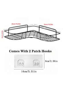 1pc Bathroom Shelf, Shower Caddy Rack, Bathroom Kitchen No-Drill Triangle Storage Rack,Punch-Free Bathroom Storage Rack(Two Random Style Back Stickers Are Given As A Gift)