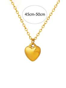 MONALLY 1 mặt dây chuyền thép không gỉ hình trái tim thiết kế sang trọng dành tặng cho phụ nữ, trang sức mạ vàng 18K không gây dị ứng để đeo hàng ngày - Vàng - Xem 6