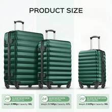 Luggage Set 3 Piece Suitcase Sets With Spinner Wheel, ABS Hardside Travel Laggage Travel Suitcase Suitcases Suit Case Durable Travel Luggage,Combination Lock, 360° Smooth-Rolling Wheels, Large Capacity For Travel, Ideal For School/College/Office Use, Suitable For Boys/Girls/Women/Man, Perfect For Trips & Daily Needs - Màu xanh đậm - Xem 6