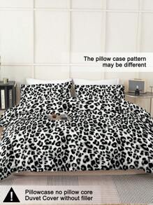 3pcs Leopard Print Bedding Set (1 Duvet Cover And 2 Pillowcases), Soft And Skin-Friendly, Suitable For Boys, Girls, Students, Dorms, Homes, All Seasons