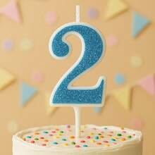 Vela de Aniversário com Glitter Azul - 0 - Visão 2