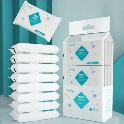 7片/包可重复使用清洁湿巾，旅行装。天然配方，无添加剂，时尚设计。