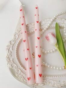 2pcs Printed Long Stem Candles, Romantic European Style Smokeless Odorless Candles, Suitable For Weddings, Birthdays, Parties, Candlelight Dinners, Home Decor