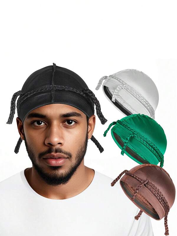 1 pieza Pasamontañas para hombre, gorra redonda elástica trenzada de moda, apta para ciclismo y deportes
