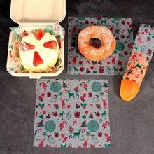 100 Peças Papel Impermeável para Embrulho de Alimentos com Estampa de Cervo de Natal, Papel de Forro Multiuso para Cestas de Alimentos, Adequado para Todas as Ocasiões como Hambúrgueres, Batatas Fritas e Sanduíches, Perfeito como Presente de Natal para Amigos e Família - Multicolorido - Visão 9