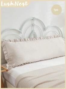 1个米色涤纶荷叶边枕套（不含枕芯），男女通用，四季皆宜 - 米色 - 查看 2