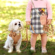 1套天鹅绒蝴蝶结狗项圈和牵引绳套装 - 棕色 - 查看 6