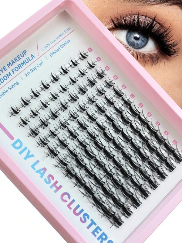 96 piezas de racimos de pestañas D Curl de 8-16 mm de mezcla de racimos de pestañas de manga estilo anime con tallo transparente y banda de pestañas ultra delgada e invisible para extensiones de pestañas DIY de aspecto húmedo y puntiagudo