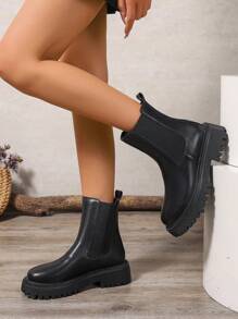 2025秋冬新款女靴，时尚百搭休闲靴，切尔西短靴，一脚蹬女鞋，冬季保暖女靴，平底舒适女靴，西式女靴