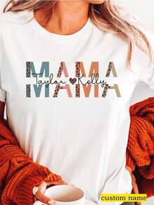 1pc Custom Mama Shirt, Mom Shirt With Child Names, Personalized Mom Tshirt, Mama With Children Names Tee - trắng - Xem 1
