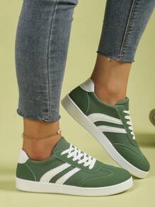 Tênis Casuais Slip-On com Cadarço Femininos, Tênis Esportivos Versáteis, Adequados para Primavera e Outono, Calçados de Exercício para Estudantes