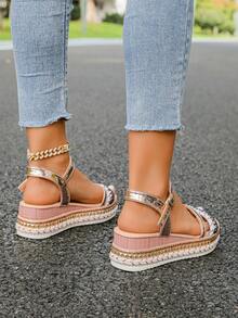 Women's Wedge Thick Bottom Sandals, Casual Versatile Outdoor Wear Thick Bottom Non-Slip High Heel Roman Sandals - Black - View 6