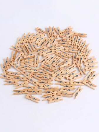 100 pièces Mini pinces en bois, pinces à linge en bois, pinces photo, pinces décoratives, convient pour l'école, le bureau, la décoration de la maison (25 mm)