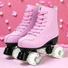Gets Roller Skates, Men's Double Roller Skates, Women's Double Roller Skates Adjustable Roller Skates Perfect Indoor Outdoor Roller Skates,Pink Breathable Double Skate - Pink Flash Wheel - View 9