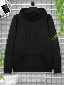 Sudadera con capucha gráfica casual para hombres Universal Money - Poliéster suave, diseño de billetes de dólar y manos de esqueleto, ajuste relajado para otoño y primavera, ropa casual de otoño |   Sudadera de Corte Relajado |   Fibra de poliéster, sudadera esencial - Negro - Ver 5