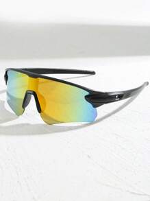 1pc Half-Frame Integrated Lens Cycling Glasses, New Wrap-Around Style Fashion Sports Eyeglasses, Suitable For Cycling, Running, Hiking And Various Outdoor Activities Autumn Accessories Goggles