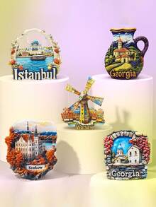 1pc 3D Poland, Turkey, Georgia Fridge Magnet, Travel Souvenir Home Decor Magnetic Refrigerator Sticker - Multicolor - View 4