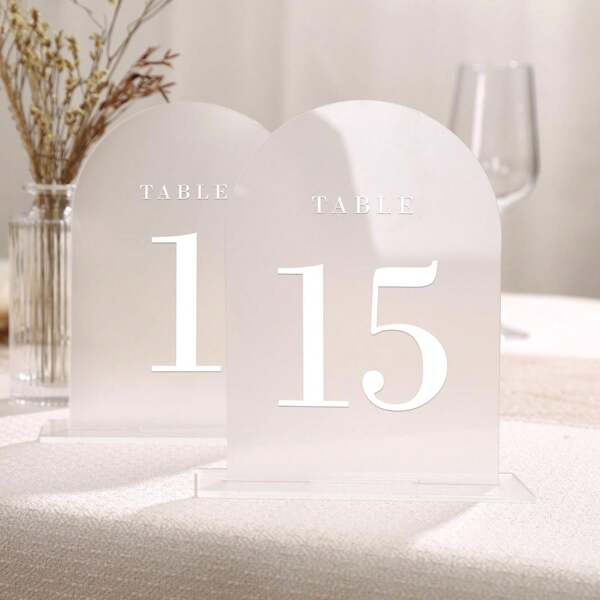 Acrylic Wedding Table Numbers With Stands , 5''x7" Acrylic Display Signs And Holders,Elegant, Durable & Thick Acrylic Table Numbers Perfect For Wedding Table Centerpiece Decoration,Reception, Birthday, Events & More