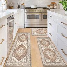 Pauwer Kitchen Mats For Floor 3 Piece Set Boho Non Slip Kitchen Rugs Washable Farmhouse Kitchen Floor Mats Thick Long Kitchen Throw Area Rug Carpet Runner For Hallway Laundry Bathroom - Caramen - Xem 6