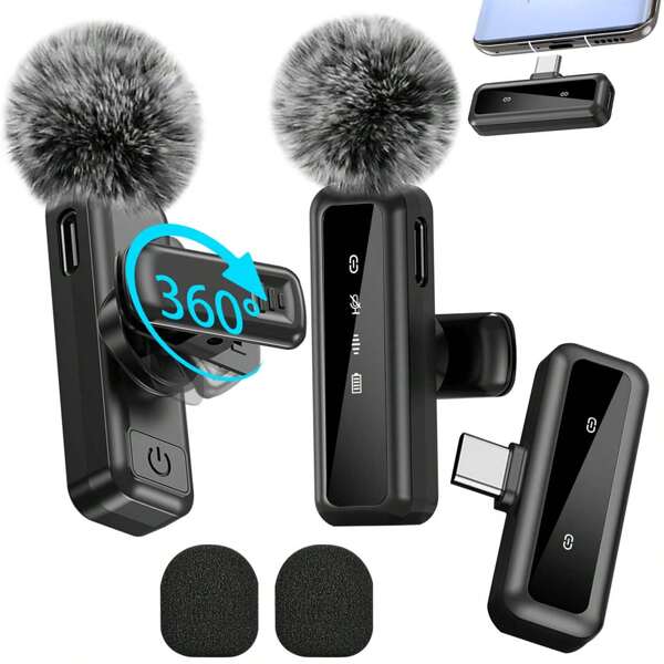 Wireless Lavalier Microphone For IPhone & Android - Mini Clip-On Microphone With Noise Reduction, USB-C Charging For Live Streaming, Interviews, Vlogging, Podcasting, Online Teaching, 70mAh Rechargeable Battery, PC/Computer/Phone Recording (Long Battery Life, Portable & Lightweight)