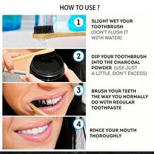 30克活性炭牙齿美白粉，黑色竹炭牙膏，有效去除茶渍、咖啡渍、酒精渍和烟渍，让您拥有更健康、更洁白的笑容 - 黑色 - 查看 3