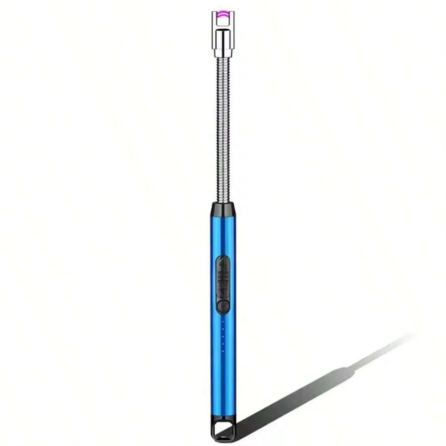 Encendedor Eléctrico Recargable USB - A Prueba de Viento - Para Barbacoas, Velas, Estufas de Gas (Largo con Manguera),Azul