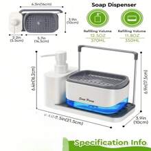 1 Piece Kitchen Tool Hand And Dish Soap Dispenser Set, 2 In 1 Kitchen Sink Countertop Soap Pump Dispenser, Kitchen Double Soap Dispenser Sponge Rack, 3 In 1 Countertop Soap Dispenser, Suitable For Sink, With Sponge Rack, Double Dish Soap Dispenser With Dishcloth Rack, Kitchen Sink Dispenser With Tray, 5 In 1 Kitchen Sink Countertop Organizer