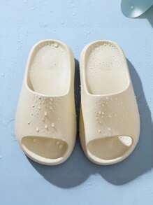 男女通用厚底防滑室内家用 EVA 拖鞋，适合海滩、夏季、户外水上和沙地，轻便，尺码偏小 - 米色 - 查看 4