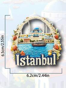 1pc 3D Poland, Turkey, Georgia Fridge Magnet, Travel Souvenir Home Decor Magnetic Refrigerator Sticker - Multicolor - View 3