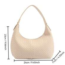 Bolso de hombro en forma de media luna tejido, diseño de nicho minimalista para debajo del brazo, bolso de mujer de pequeña capacidad y elegante, adecuado para chicas, damas, estudiantes universitarias, recién incorporadas al trabajo y trabajadoras de oficina, excelente para combinar con atuendos