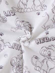 3件套“勇敢狮子宝宝”幼儿长袖上衣、狮子印花裤子和带耳朵的帽子套装 - 藍色 - 查看 11