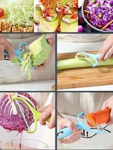 1 件装大号卷心菜切丝器、蔬菜削皮器、羽衣甘蓝刮刀和切片器，多色 - 彩色 - 查看 5