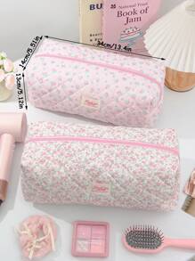 1 pezzo Borsa porta asciugacapelli imbottita con stampa floreale ditsy, design con tasca interna portaoggetti, borsa da viaggio per accessori per capelli (ferro arricciacapelli, asciugacapelli), fermagli per capelli, piastra per capelli, ideale per casa e viaggio, organizer per trucchi, articoli da viaggio essenziali, regali per mamma, insegnanti, damigelle, ottimo regalo per San Valentino e Festa della Mamma