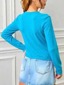 Cardigan Tejido Punto Botones Frontal Manga Larga Suave Tacto Liviano Cómodo Diario Oficina Casa Cálido Versátil Ajuste Slim Silueta Refinada Mujer Moderna Chic Estilo Premium Street Wear Fashion Color Energía Otoño Invierno Superponer Capas Minimal Clásico Atemporal Calidad Duradero Elasticidad Confort Fácil Combinar Jeans Falda Vestido Básico Armario Must Have Travel Work Relax Look Casual Profesional Glamour Detalle Botonadura Cuello Redondo Bajo Acanalado Puños Finos Regalo Perfecto - Azul Cadete - Ver 1