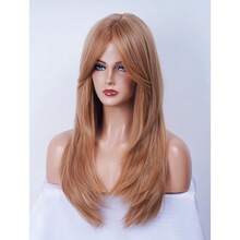 DLong Wavy Strawberry Blonde Wigs For Women Layered Synthetic Hair Wig With Bangs For Daily Party7001 - Blonde - 查看 5