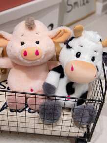 1 pieza Muñeco de peluche de 25cm/9.84in de vaca y lechón de granja, muñeco de peluche lindo de vaca de dibujos animados, muñeco de peluche elegante de cerdo jabalí salvaje, muñeco de peluche suave de confort animal, regalo de decoración del hogar