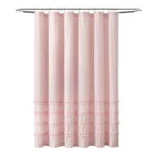 LUSH DECOR Vintage Stripe Yarn Dyed Cotton Blend Shower Curtain Black Single 72x72 Halloween-Fall Decor-Room Decor - 粉色 - 查看 7