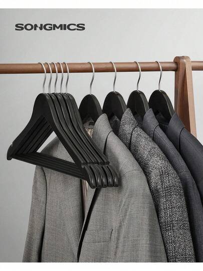 Wooden Hangers, Set Of 20/50, Coat Hangers, Clothes Hangers, With Shoulder Notches, Anti-Slip Trousers Bar, 360° Swivel Hook, For Suits, Shirts, Coats