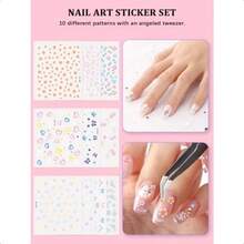 Nail Art Kit With Nail Art Brushes Nail Design Tools Nail Decoration Kit Nail Dotting Tools Chrome Nail Powder Nail Charms Gems Rhiness Stickers Nail Stuff For Nail Techs For Beginners-0346 - Nhiều màu - Xem 5
