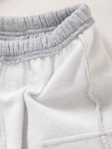 3 件套男童休闲时尚纯色口袋设计松紧腰裤和羊毛连帽运动衫，秋冬