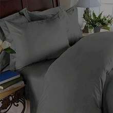 Elegant Comfort Wrinkle & Fade Resistant 1500 Thread Count - Damask Stripes Luxurious Silky Soft 4-Piece Sheet Set, Up To 16" Deep Pocket, Queen, Gray, Premium Bed Linens,  Home Decor - 紅色 - 查看 4