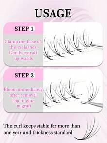 CoMango 300Fans C/D 5D Wispy 预制扇形睫毛延长 0.07MM 尖头底座仿貂皮尖刺睫毛 Wispy 3D 俄罗斯卷单根睫毛延长 睫毛簇、睫毛簇、单根睫毛、睫毛、假睫毛 - 黑色 - 查看 4