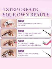 AYRMILLA100 混合簇状假睫毛，美观舒适。套装包含胶水、镊子和睫毛刷（赠品）。打造自然蓬松柔软的3D水貂毛假睫毛，轻盈自然，可个性化定制。预制扇形睫毛，俄罗斯个性化睫毛嫁接，化妆工具，批发睫毛。 - 黑色 - 查看 6