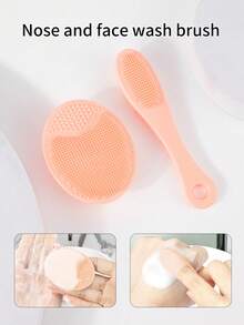 RANCAI 硅胶手动洗脸刷，柔软洗脸刷去角质，防水亲肤洁面刷，可去除黑头白头彩妆残留 - 藕粉色 - 查看 2