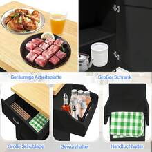 LILIIN Kitchen Trolley Black Serving Trolley With Wheels Kitchen Island Freestanding With Drawer Towel Holder And Spice Rack Mobile Kitchen Cabinet Multifunctional Kitchen Island Trolley Trolley For Kitchen - Black - View 6