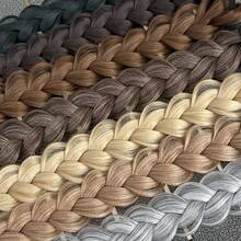 合成手工编织马尾辫接发带弹性橡皮筋 18 英寸长麻花辫马尾辫适合女性日常派对使用黑棕金灰假辫子发片增加发量 - 彩色 - 查看 5