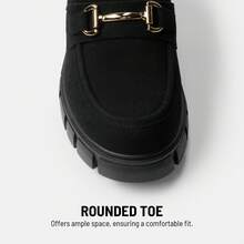 Women Chunky Loafers 2.17-Inch Heel Platform Loafers Pumps Slip On Casual Street Fashion Elegant Versatile Shoes - 黑色 - 查看 5