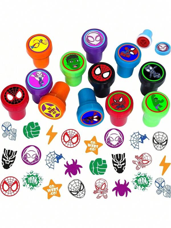 Marvel 6pcs/12pcs, Avengers Spider Man, Hulk And Other Hero Seals - Party Gift Cartoon Seals - Multiple Colors, Suitable For Scrapbook Decoration, Office, Holiday, Party, Graduation Season, Birthday Gifts(The Packaging Card Of The Product Is Randomly Sent In Different Styles)