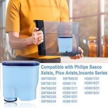 Bộ lọc máy pha cà phê 1/2/3/4 chiếc, tương thích với bộ lọc nước thay thế Saeco AquaClean CA6903, bộ lọc cà phê dạng túi tương thích, bộ làm mềm nước bằng than hoạt tính, bộ lọc nước (Màu xanh) - Màu xanh lam - Xem 10